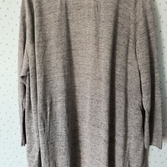 Eileen Fisher Cardigan Sweater 3X Oatmeal Organic Linen Open Duster LagenlooK - Picture 13 of 16
